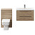 Napoli 390 Bordalino Oak 1300mm Wall Mounted Vanity Unit Toilet Suite with 1 Tap Hole Basin and 2 Drawers with Gunmetal Grey Handles Front View