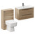 Napoli 390 Bordalino Oak 1300mm Wall Mounted Vanity Unit Toilet Suite with 1 Tap Hole Basin and 2 Drawers with Gunmetal Grey Handles Left Hand View