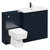 Napoli 390 Deep Blue 1300mm Vanity Unit Toilet Suite with 1 Tap Hole Basin and 2 Drawers with Matt Black Handles Left Hand View