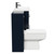 Napoli 390 Deep Blue 1300mm Vanity Unit Toilet Suite with 1 Tap Hole Basin and 2 Drawers with Matt Black Handles Side View