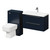 Napoli 390 Deep Blue 1300mm Wall Mounted Vanity Unit Toilet Suite with 1 Tap Hole Basin and 2 Drawers with Polished Chrome Handles Right Hand View