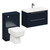 Napoli 390 Deep Blue 1300mm Wall Mounted Vanity Unit Toilet Suite with 1 Tap Hole Basin and 2 Drawers with Polished Chrome Handles Left Hand View