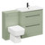 Napoli 390 Olive Green 1300mm Vanity Unit Toilet Suite with 1 Tap Hole Basin and 2 Drawers with Matt Black Handles Left Hand View