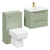 Napoli 390 Olive Green 1100mm Wall Mounted Vanity Unit Toilet Suite with 1 Tap Hole Basin and 2 Drawers with Brushed Brass Handles Left Hand View