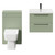 Napoli 390 Olive Green 1100mm Wall Mounted Vanity Unit Toilet Suite with 1 Tap Hole Basin and 2 Drawers with Gunmetal Grey Handles Front View