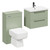 Napoli 390 Olive Green 1100mm Wall Mounted Vanity Unit Toilet Suite with 1 Tap Hole Basin and 2 Drawers with Gunmetal Grey Handles Left Hand View