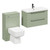 Napoli 390 Olive Green 1300mm Wall Mounted Vanity Unit Toilet Suite with 1 Tap Hole Basin and 2 Drawers with Gunmetal Grey Handles Left Hand View