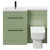 Napoli 390 Combination Olive Green 1100mm Vanity Unit Toilet Suite with Left Hand L Shaped 1 Tap Hole Basin and 2 Doors with Matt Black Handles Front View