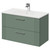 Avant Satin Green 800mm Wall Mounted Vanity Unit with 1 Tap Hole Minimalist Basin and 2 Drawers with Polished Chrome Handles Right Hand View