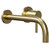 Colore Round Brushed Brass Wall Mounted 2 Tap Hole Basin Mixer Tap Left Hand View