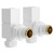 Dias White Square Angled Radiator Valves Left Hand View