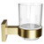 Colore Vector Brushed Brass and Glass Wall Mounted Bathroom Tumbler Side View