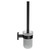 Colore Vector Matt Black and Frosted Glass Wall Mounted Toilet Brush and Holder Side View