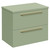 Napoli 390 Olive Green 600mm Wall Mounted Vanity Unit for Countertop Basins with 2 Drawers and Brushed Brass Handles Left Hand View