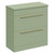Napoli 390 Olive Green 800mm Floor Standing Vanity Unit for Countertop Basins with 2 Drawers and Brushed Brass Handles Left Hand View