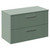 Avant Satin Green 800mm Wall Mounted Vanity Unit for Countertop Basins with 2 Drawers and Polished Chrome Handles Left Hand View