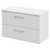 Avant Satin White 800mm Wall Mounted Vanity Unit for Countertop Basins with 2 Drawers and Polished Chrome Handles Right Hand View
