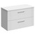 Avant Satin White 800mm Wall Mounted Vanity Unit for Countertop Basins with 2 Drawers and Polished Chrome Handles Left Hand View