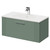 Avant Satin Green 800mm Wall Mounted Vanity Unit with 1 Tap Hole Minimalist Basin and Single Drawer with Polished Chrome Handle Right Hand View