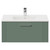 Avant Satin Green 800mm Wall Mounted Vanity Unit with 1 Tap Hole Minimalist Basin and Single Drawer with Polished Chrome Handle Front View