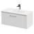 Avant Satin White 800mm Wall Mounted Vanity Unit with 1 Tap Hole Minimalist Basin and Single Drawer with Polished Chrome Handle Right Hand View