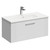 Avant Satin White 800mm Wall Mounted Vanity Unit with 1 Tap Hole Minimalist Basin and Single Drawer with Polished Chrome Handle Left Hand View