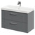 Avant Satin Grey 800mm Wall Mounted Vanity Unit with 1 Tap Hole Slim Edge Basin and 2 Drawers with Polished Chrome Handles Right Hand View