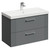Avant Satin Grey 800mm Wall Mounted Vanity Unit with 1 Tap Hole Slim Edge Basin and 2 Drawers with Polished Chrome Handles Left Hand View