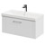 Avant Satin White 800mm Wall Mounted Vanity Unit with 1 Tap Hole Slim Edge Basin and Single Drawer with Polished Chrome Handle Right Hand View