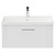 Avant Satin White 800mm Wall Mounted Vanity Unit with 1 Tap Hole Slim Edge Basin and Single Drawer with Polished Chrome Handle Front View