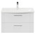 Avant Satin White 800mm Wall Mounted Vanity Unit with 1 Tap Hole Curved Basin and 2 Drawers with Polished Chrome Handles Front View