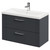 Avant Satin Anthracite 800mm Wall Mounted Vanity Unit with 1 Tap Hole Mid Edge Basin and 2 Drawers and Polished Chrome Handles Right Hand View