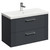 Avant Satin Anthracite 800mm Wall Mounted Vanity Unit with 1 Tap Hole Mid Edge Basin and 2 Drawers and Polished Chrome Handles Left Hand View
