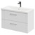 Avant Satin White 800mm Wall Mounted Vanity Unit with 1 Tap Hole Mid Edge Basin and 2 Drawers and Polished Chrome Handles Right Hand View