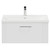 Avant Satin White 800mm Wall Mounted Vanity Unit with 1 Tap Hole Mid Edge Basin and Single Drawer with Polished Chrome Handle Front View