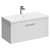 Avant Satin White 800mm Wall Mounted Vanity Unit with 1 Tap Hole Mid Edge Basin and Single Drawer with Polished Chrome Handle Left Hand View