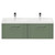 Avant Satin Green 1200mm Wall Mounted Vanity Unit with Ceramic Double Basin and 2 Drawers with Polished Chrome Handles Front View