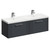 Avant Satin Anthracite 1200mm Wall Mounted Vanity Unit with Ceramic Double Basin and 2 Drawers with Polished Chrome Handles Left Hand View