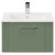 Avant Satin Green 600mm Wall Mounted Vanity Unit with 1 Tap Hole Minimalist Basin and Single Drawer with Polished Chrome Handle Front View
