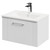 Avant Satin White 600mm Wall Mounted Vanity Unit with 1 Tap Hole Minimalist Basin and Single Drawer with Polished Chrome Handle Right Hand View