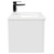 Avant Satin White 600mm Wall Mounted Vanity Unit with 1 Tap Hole Minimalist Basin and Single Drawer with Polished Chrome Handle Side View