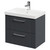 Avant Satin Anthracite 600mm Wall Mounted Vanity Unit with 1 Tap Hole Slim Edge Basin and 2 Drawers with Polished Chrome Handles Right Hand View