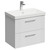 Avant Satin White 600mm Wall Mounted Vanity Unit with 1 Tap Hole Slim Edge Basin and 2 Drawers with Polished Chrome Handles Left Hand View