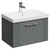 Avant Satin Grey 600mm Wall Mounted Vanity Unit with 1 Tap Hole Slim Edge Basin and Single Drawer with Polished Chrome Handle Left Hand View
