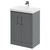 Avant Satin Grey 600mm Floor Standing Vanity Unit with 1 Tap Hole Slim Edge Basin and 2 Doors with Polished Chrome Handles Right Hand View