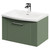 Avant Satin Green 600mm Wall Mounted Vanity Unit with 1 Tap Hole Curved Basin and Single Drawer with Polished Chrome Handle Right Hand View