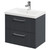 Avant Satin Anthracite 600mm Wall Mounted Vanity Unit with 1 Tap Hole Mid Edge Basin and 2 Drawers with Polished Chrome Handles Right Hand View