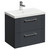 Avant Satin Anthracite 600mm Wall Mounted Vanity Unit with 1 Tap Hole Mid Edge Basin and 2 Drawers with Polished Chrome Handles Left Hand View