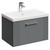 Avant Satin Grey 600mm Wall Mounted Vanity Unit with 1 Tap Hole Mid Edge Basin and Single Drawer with Polished Chrome Handle Left Hand View