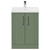 Avant Satin Green 600mm Floor Standing Vanity Unit with 1 Tap Hole Mid Edge Basin and 2 Doors with Polished Chrome Handles Front View